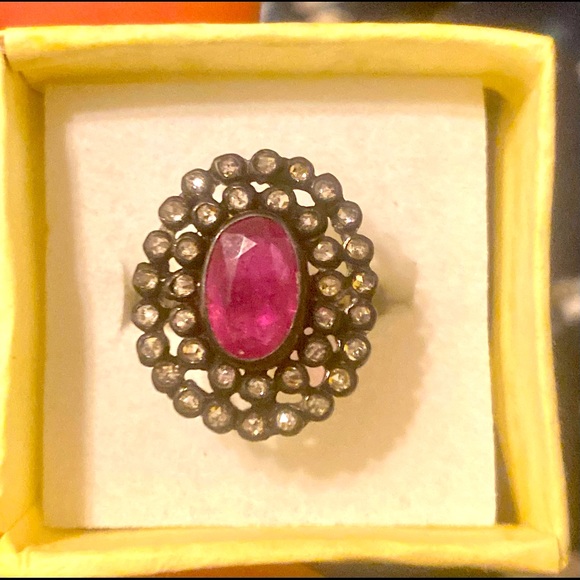 COPY - Antique 3ctw Ruby and old rose cut Diamond ring - Picture 3 of 5
